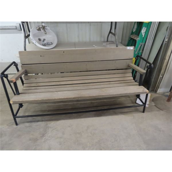 Swinging Yard Bench - Metal Frame & Wood 72" W