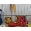 Image 1 : Life Jackets, 2 Paddles, & Camping Sleeping Pad