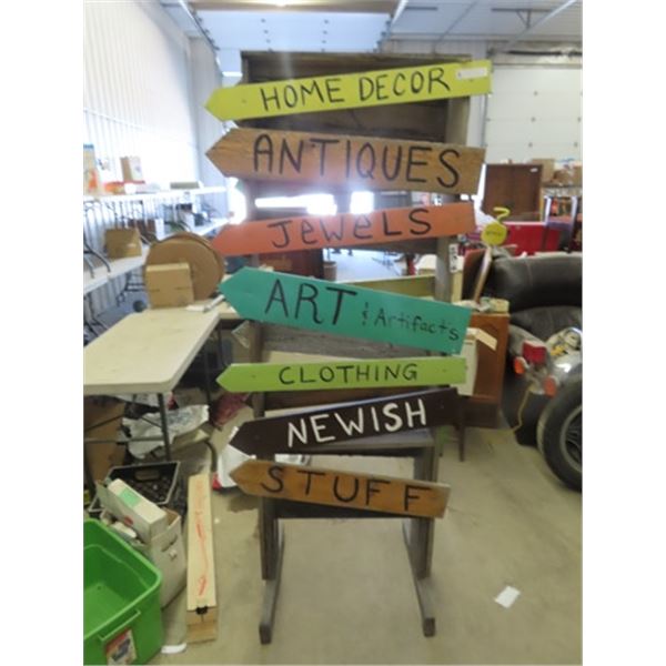 Wooden 2 Sided Sidewalk Antiques 4 Sale SIgn 76"H & 34" W