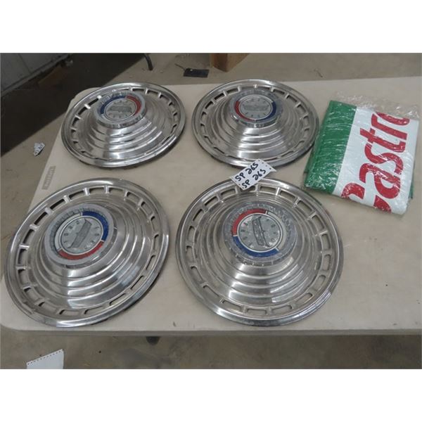 New Castrol Fender Proctor, Set of 4 Ford Hubcaps
