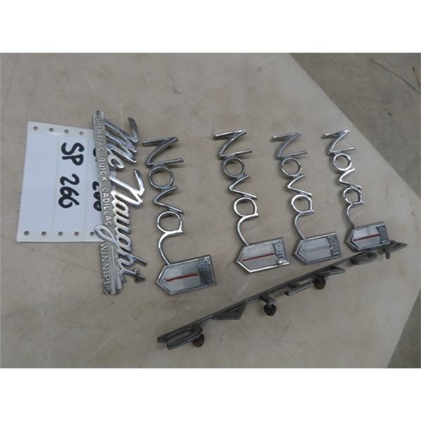 Auto Emblems - 4 Nova & 1 Pontiac Plus More