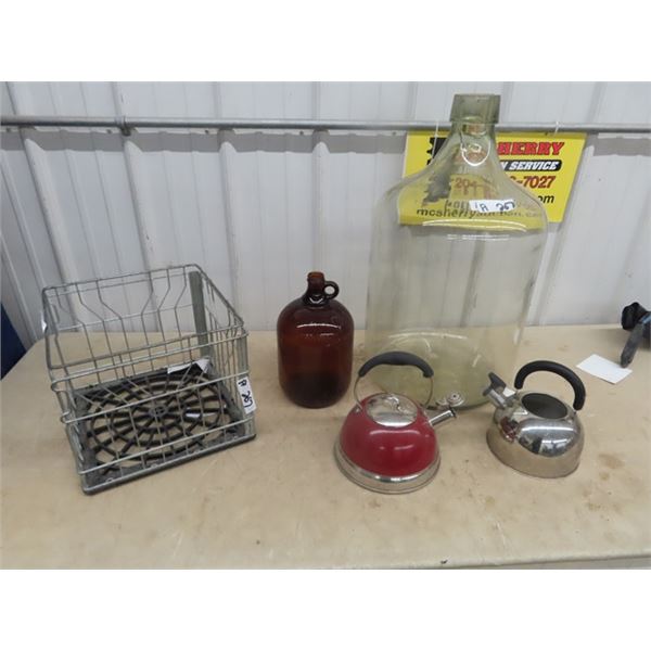 Wine Carboy, Jug, Whistle Kettle