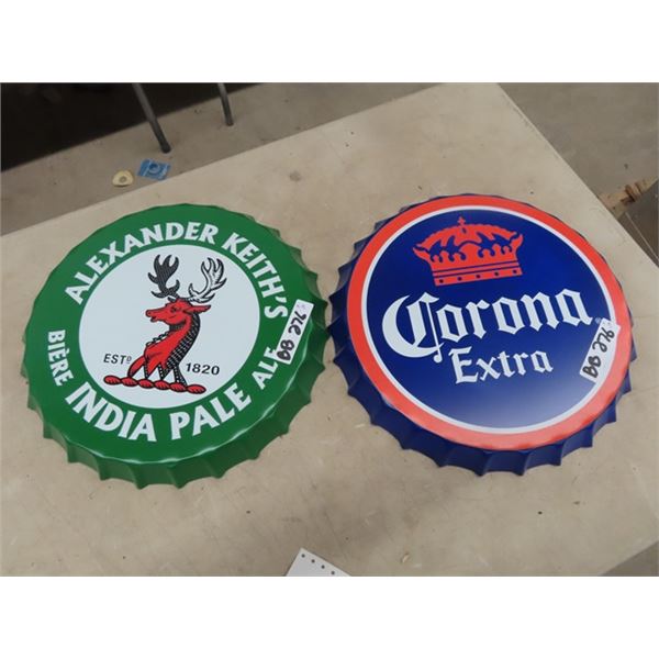 2 Metal 16" Rd Signs 1) Alexander Keiths 1) Corona Extra