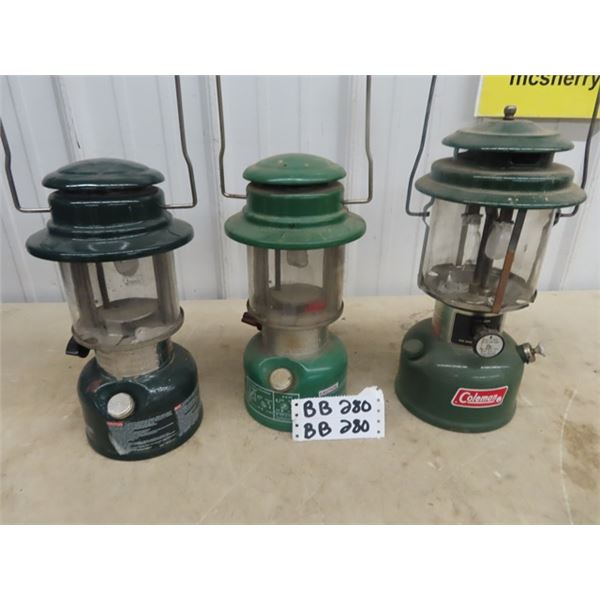 3 Coleman Lanterns 1) 325A 1) 321B & 1) 220H
