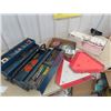 Image 1 : Tool Box, Odds & Ends Tools, Chisel, Screwdriver, 2 Slow Hazzard Signs, Wire Brush & Slow Signs