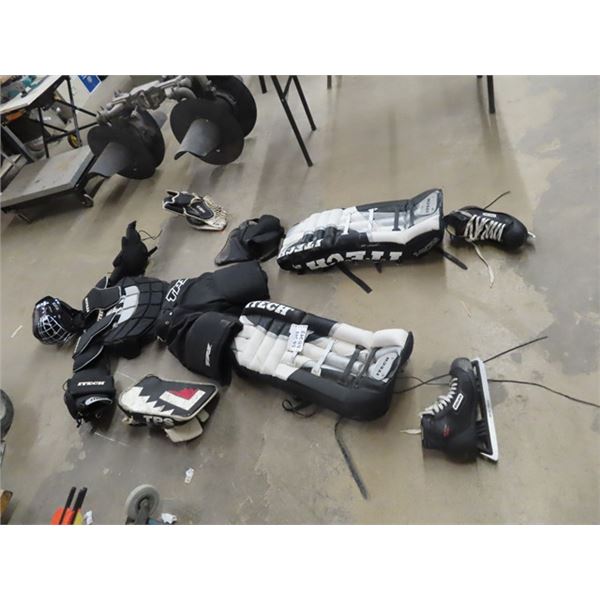 Goalie Equipment - Helmet, Goalie Pads, Skates, Gloves & Blocker- Most Items are used, however only 
