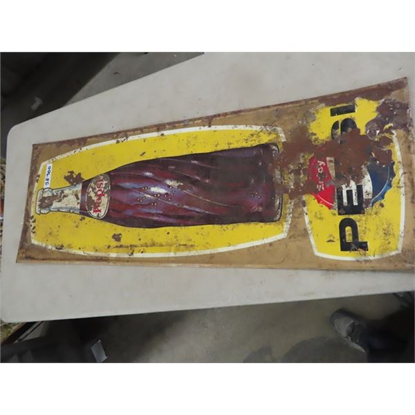 (JE) Metal Embossed Pepsi Sign 17" X 47"