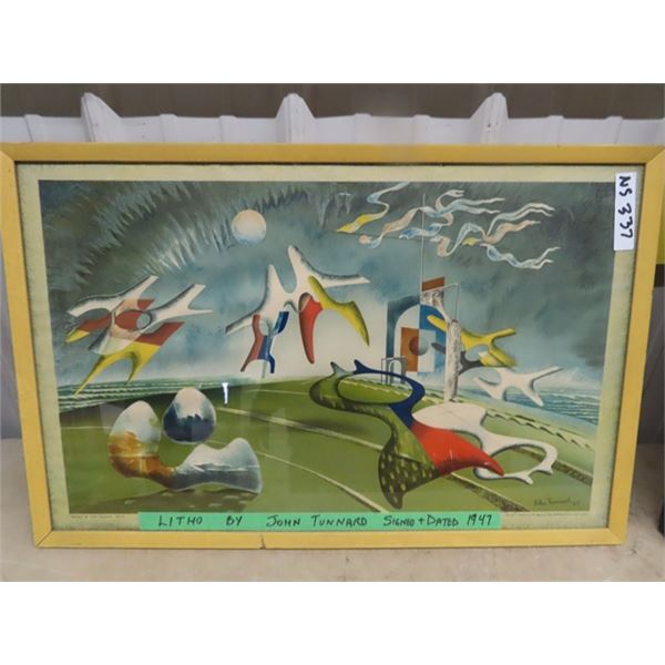 Ltho Framed Picture by John Turnard Signed 1947 - 20" x 30"
