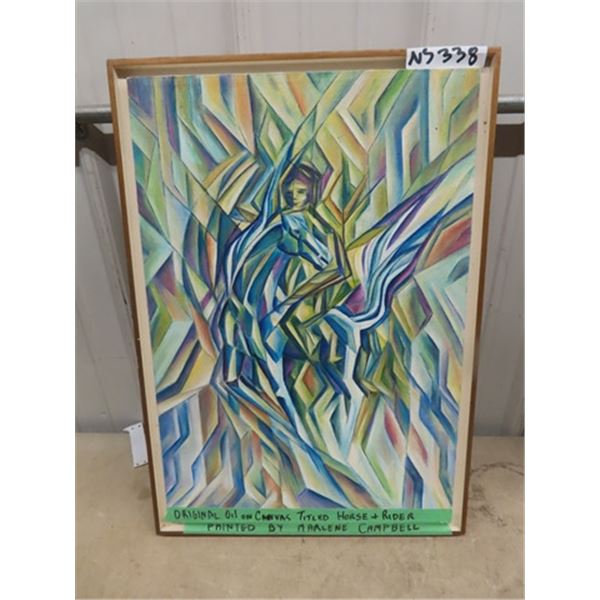 Original Painting By Marlene Campbell Horse & Rider 18" x 25.5"