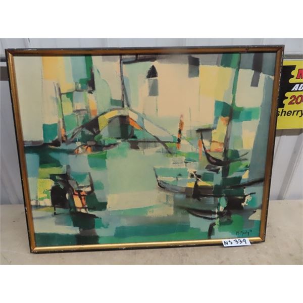 Lithograh on Board by Marcel Mouly Signed 1960 - 24" x 30"