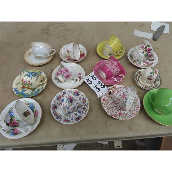 12 China Cups & Saucers - Windsor, New Chelsea, Royal Albert, Noritake, Stafford, Plus More!