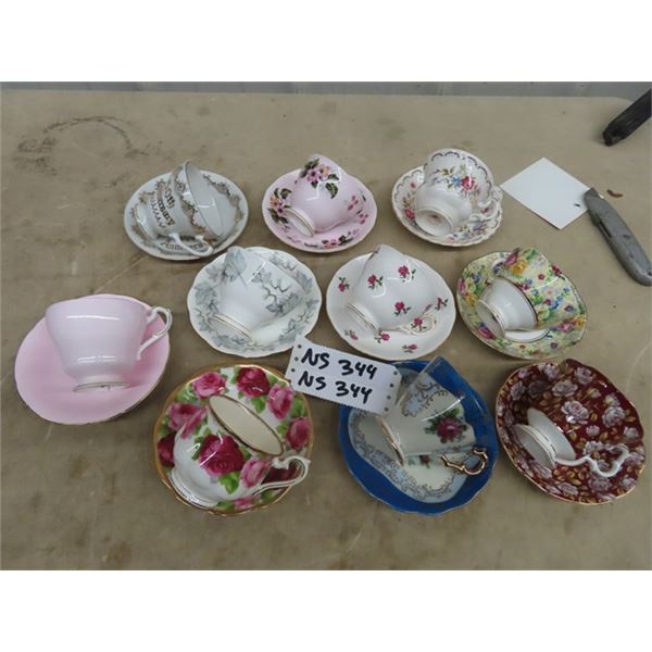 10 China Cups & Saucers - Royal Albert - Various Patterns, Paragon, Colough, Plus More!