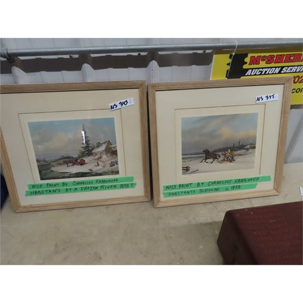 2 Print By Cornelius Krieghoff 1855 ? 19" x 21"
