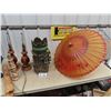Image 1 : Majolica Umbrella Stand, Oriental Umbrella, & 3 Lamps