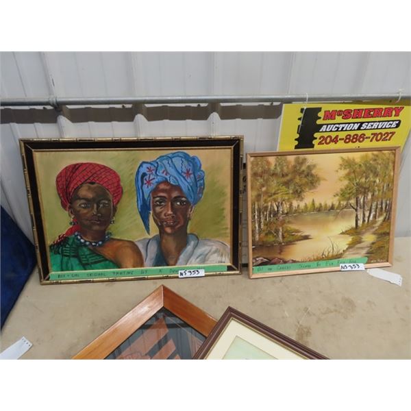 2 Oil On Cnvas 1) K Devine 1964 - 19" x 27" & 1) Signed Eva Reid 17" x 21"