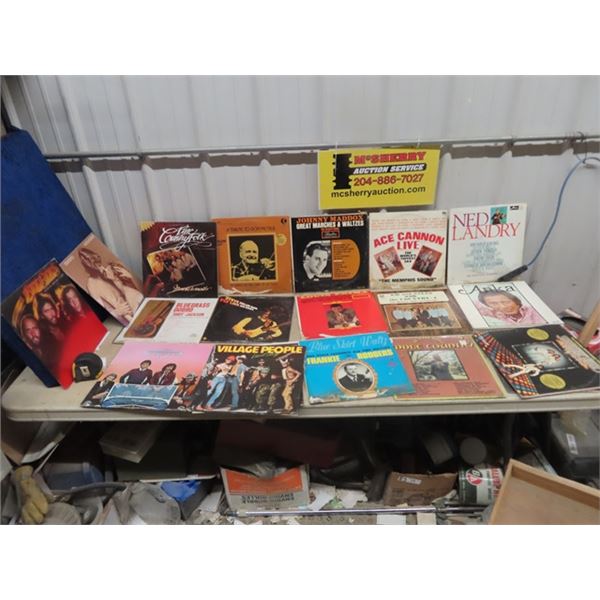 Approx 55 Vintage Records - Various Artists Some Moisture Damage on Bottom of Record Covers
