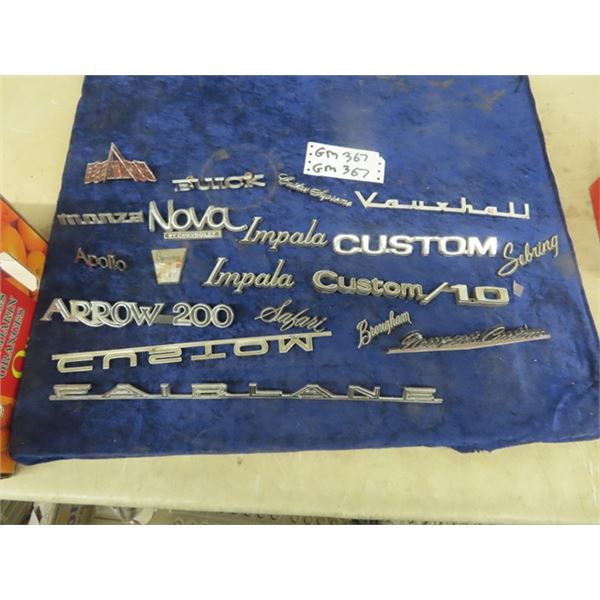 19 Chrome Auto Emblems- Fairlane, Impala Nova Plus!