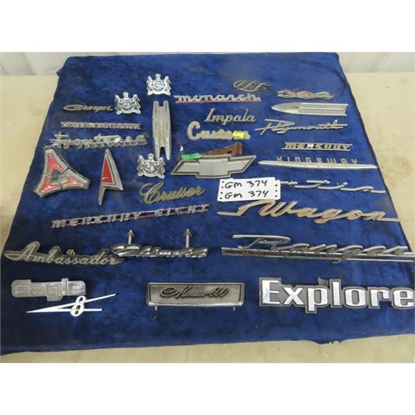 Approx 30 Auto Emblems- Charger, Wagon, Plymouth Plus More!
