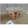 Image 2 : 2 Fire King Mixing Bowls w Polka Dots - 1 1 Good, 1 Smaller, - one has been repaired -fixed crack  &