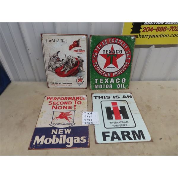 4 Modern Metal Signs 12" x 16" - 2 Texaco, 1 Mobil 1- Int