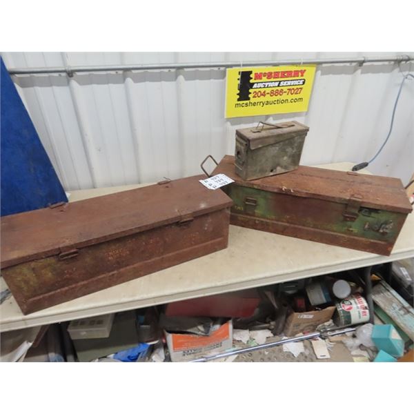 3 Metal Military Ammo Boxes