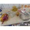 Image 3 : Carnival Glass , Cut Glass  w Silver Inlay, Barber Sterlizing Jar, Bowls, Trays & S & P