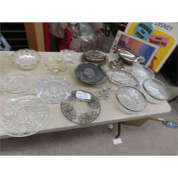 Silver Inlay Glass, Crystal, Cut Glass, Bowls, Trays Plus!