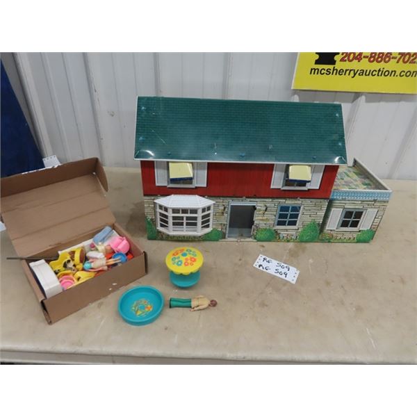 Metal Doll House & Furniture