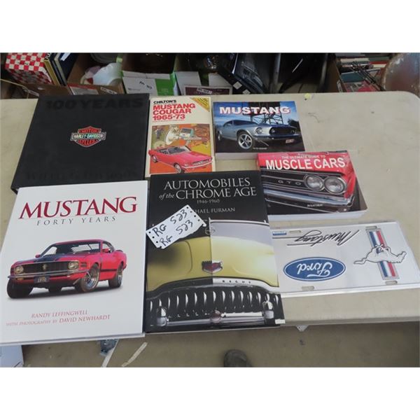Harley Davidson Book, Automobile, Mustand Books, & License Plates