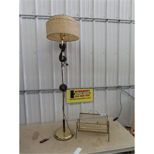 Retro Pole Lamp & Magazine Rack