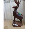 Image 2 : Wooden Carved Bear 11" x 33" & Deer Statue 18"H