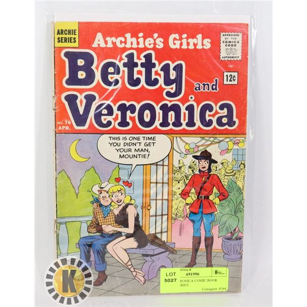 BETTY VERONICA COMIC BOOK ARCHIE SERIES