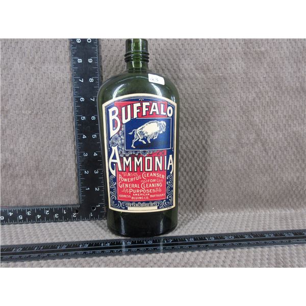 Vintage Buffalo Ammonia Bottle - Label is style around 1910