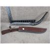 Image 1 : Fixed Blade Damacus Knife with Horn Handle & Sheath