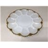 Image 1 : Antique Milk Glass Egg Plate with Gold Plating Trim