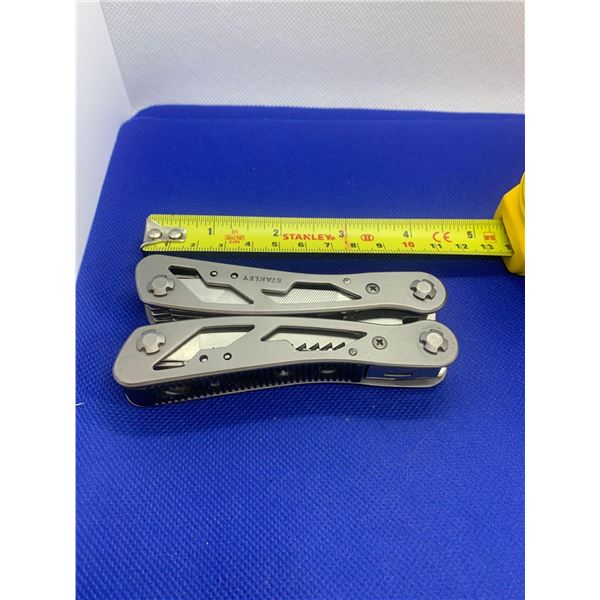 Stanley Folding Multi Tool Pocket Knife with Clip and Case Covering.