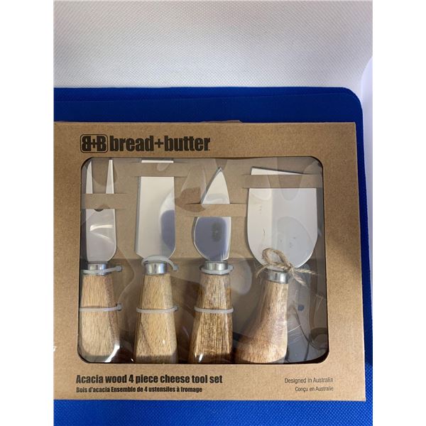 Acacia Wood 4 Piece Cheese Tool Set