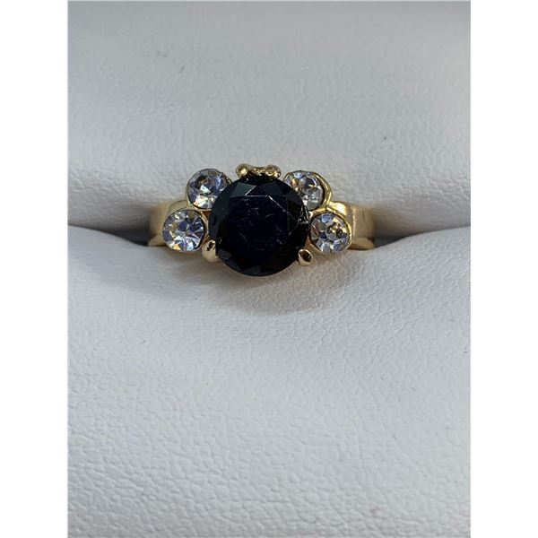 Multi Gemstone ring with Black Gemstone and size CZ stones- Size 7