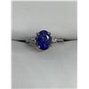 Image 1 : 10kt White gold ladies, oval cut tanzanite solitaire ring with  diamonds - apprasial certificate of 