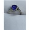 Image 2 : 10kt White gold ladies, oval cut tanzanite solitaire ring with  diamonds - apprasial certificate of 