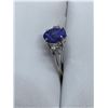Image 3 : 10kt White gold ladies, oval cut tanzanite solitaire ring with  diamonds - apprasial certificate of 