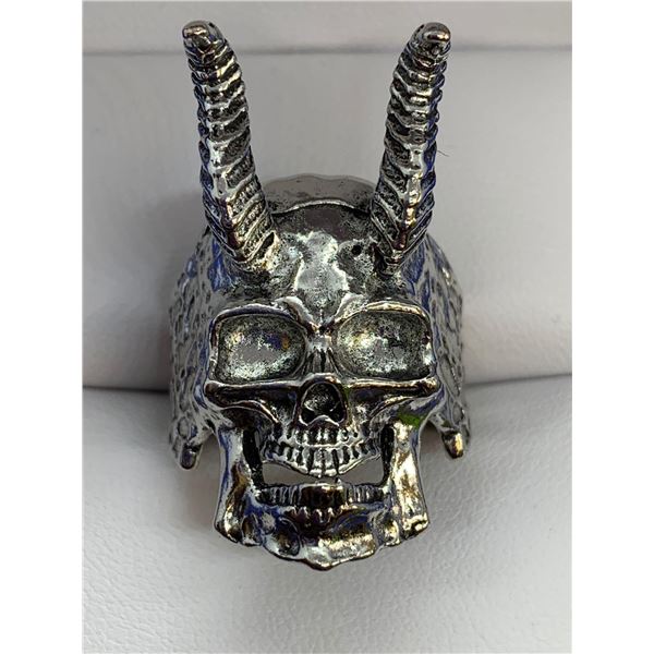 Bikers Skull with horns ring, size 10