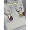 Image 2 : 14kt gold genuine amethyst pear cut gemstone earrings - Estimated value $1,600 with appraisal certif