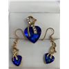 Image 1 : NEW 3 pce set - Blue Topaz Style cut heart earrings and necklace set.