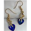 Image 2 : NEW 3 pce set - Blue Topaz Style cut heart earrings and necklace set.