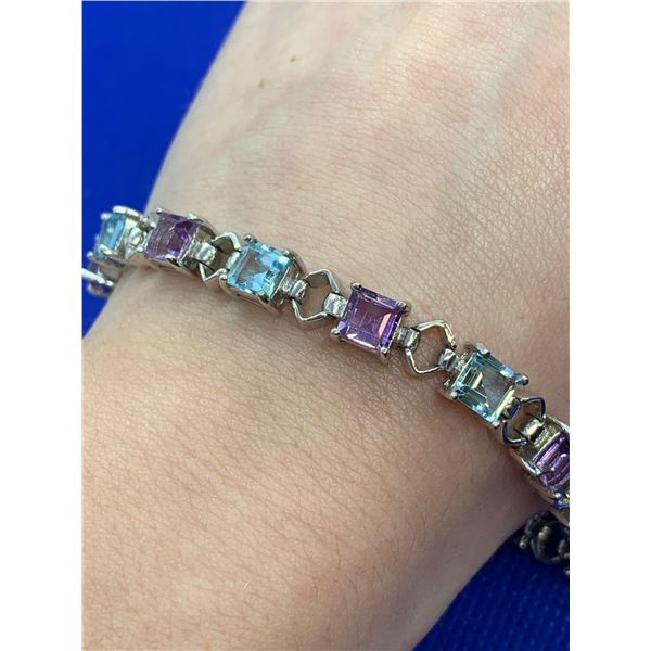 Amethyst & Topaz,  emerald cut ladies tennis bracelet (10.80ct) - Estimated retail value $1,400.00 w