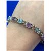 Image 1 : Amethyst & Topaz,  emerald cut ladies tennis bracelet (10.80ct) - Estimated retail value $1,400.00 w