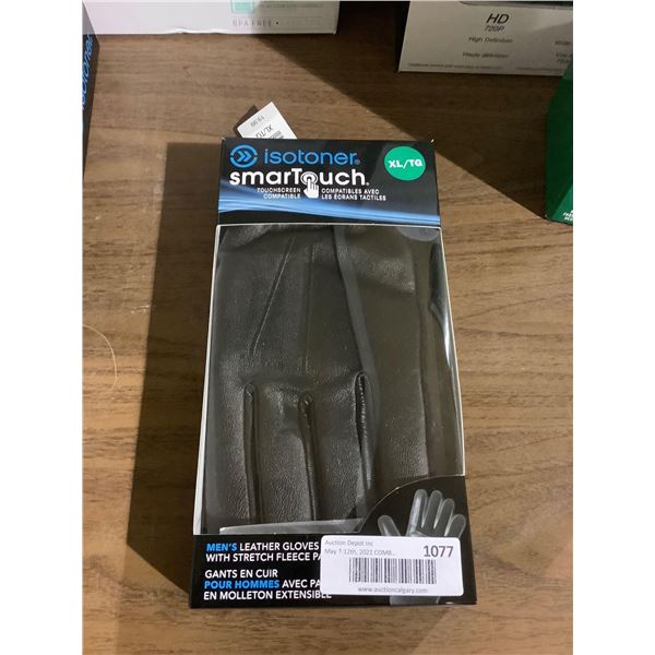 Isotoner Mens Smartouch Stretch Leather Gloves - XL
