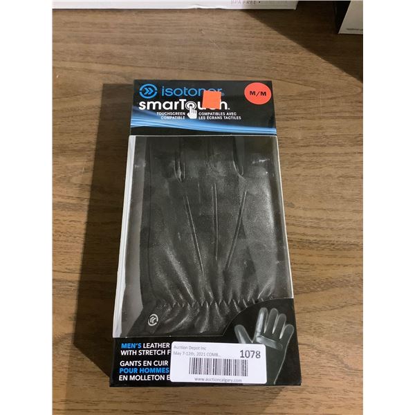 Isotoner Mens Smartouch Stretch Leather Gloves - M/M