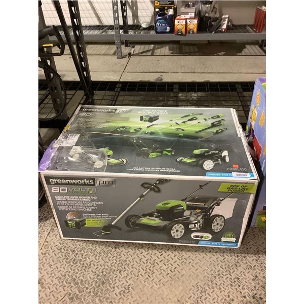Greenworks Pro Cordless Lawn Mower and String Trimmer Combo - Model: CK80L410
